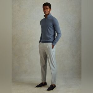 Reiss Maxwell Merino Wool 1/2 Zip Polo Sweater In Airforce Blue